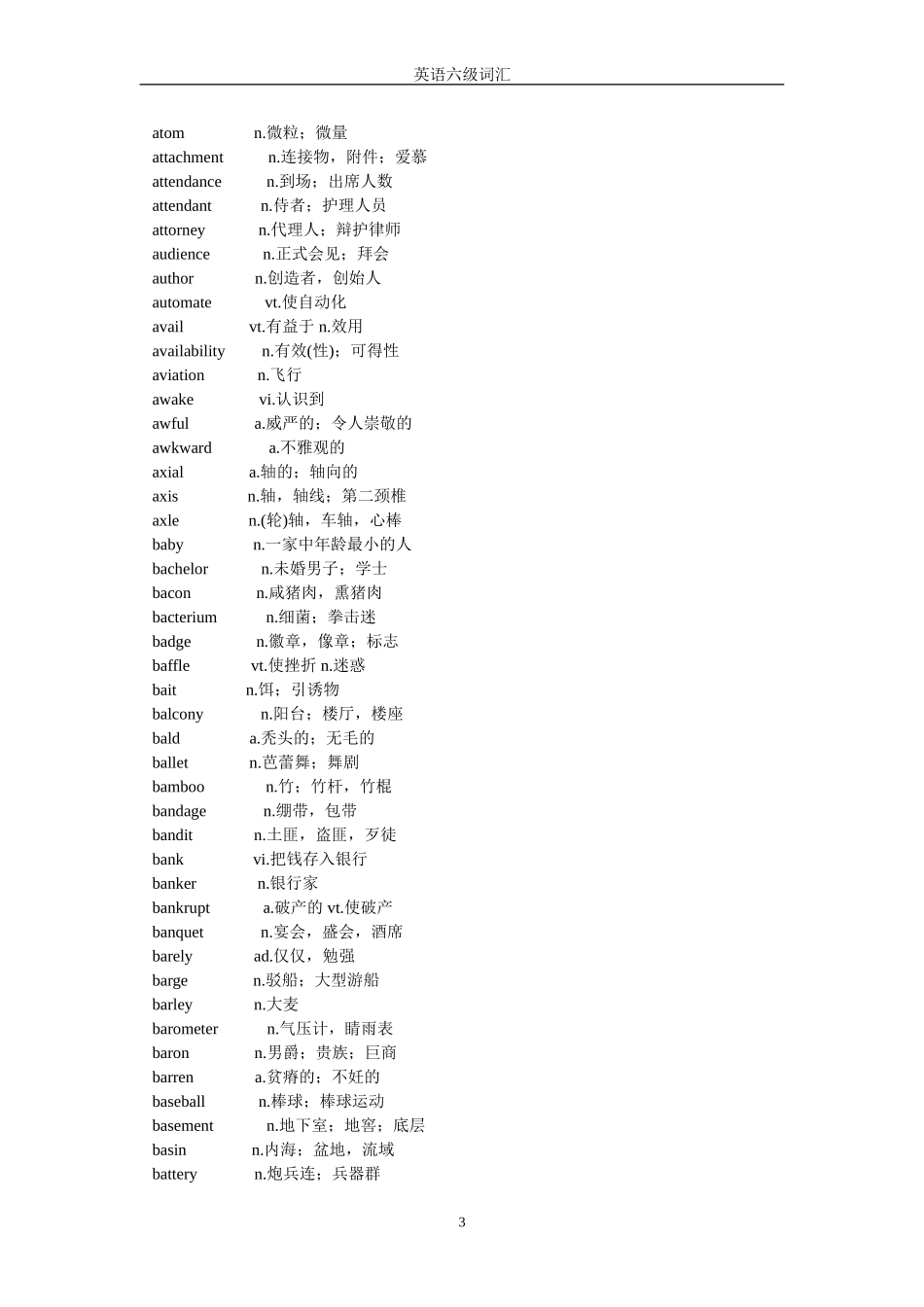 大学英语六级词汇表_第3页