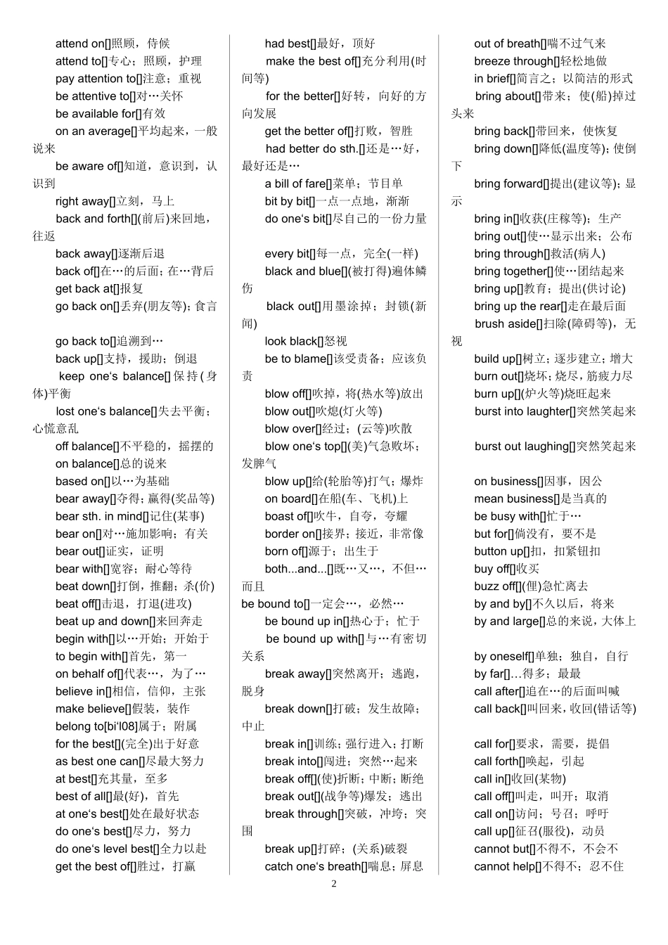 大学英语六级词组大全_第2页