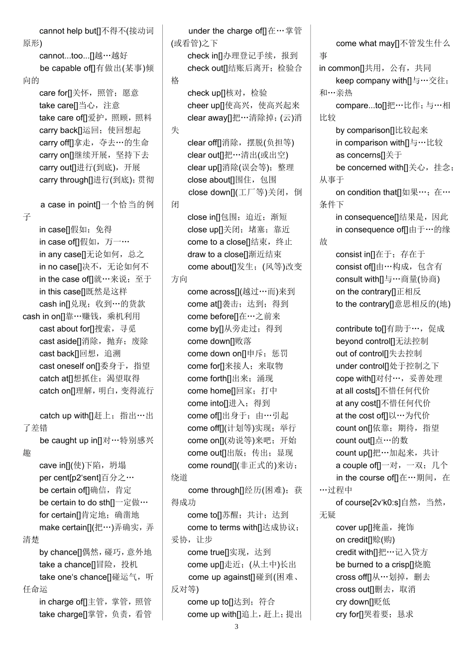 大学英语六级词组大全_第3页