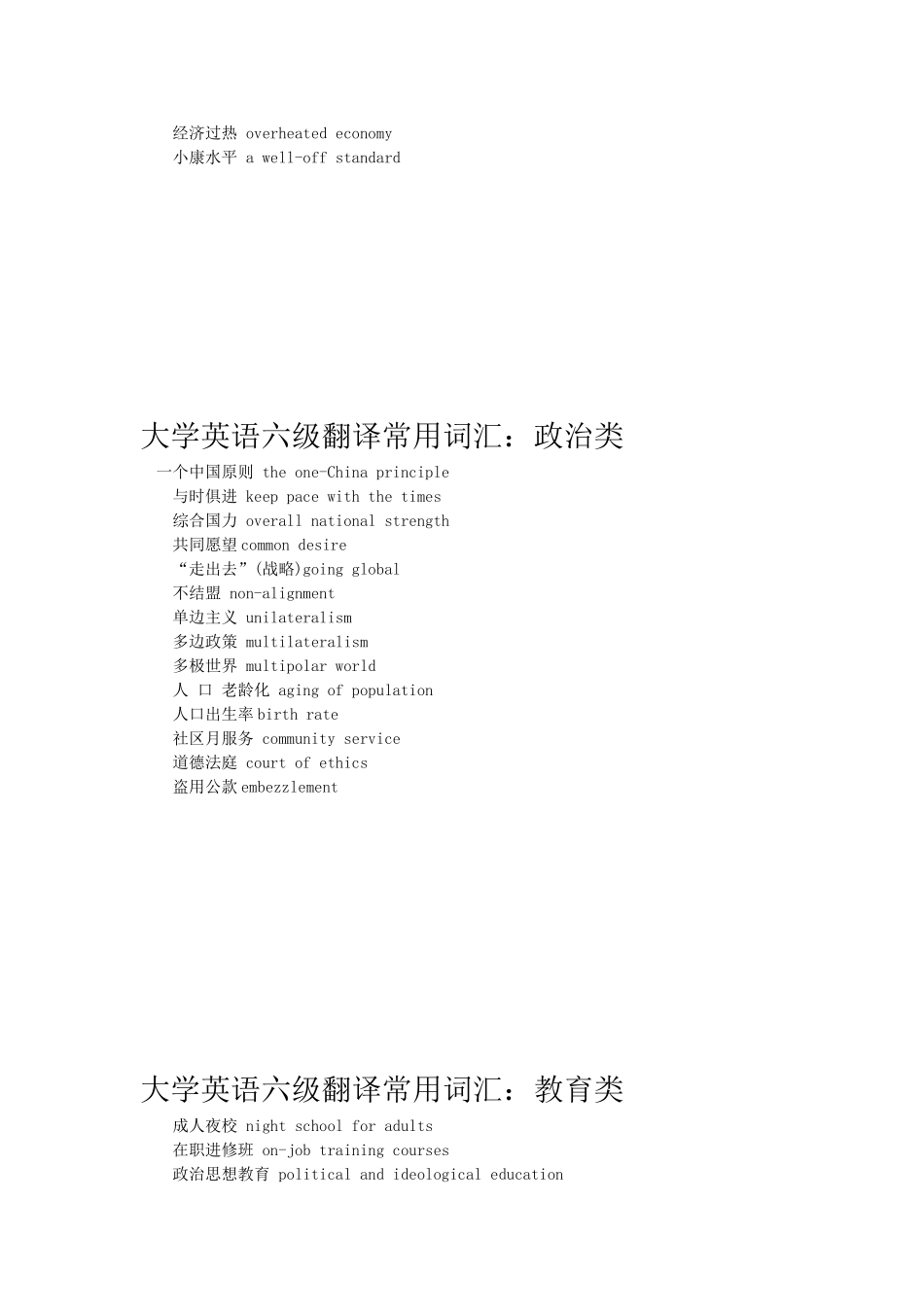 大学英语六级翻译常用词汇_第2页