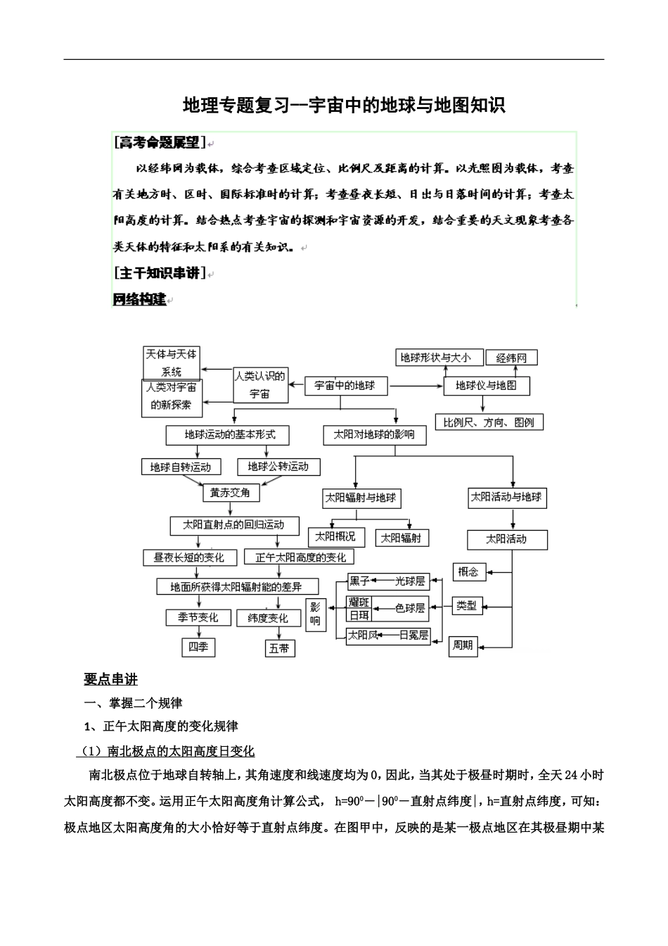 地理专题复习--宇宙中的地球与地图知识_第1页