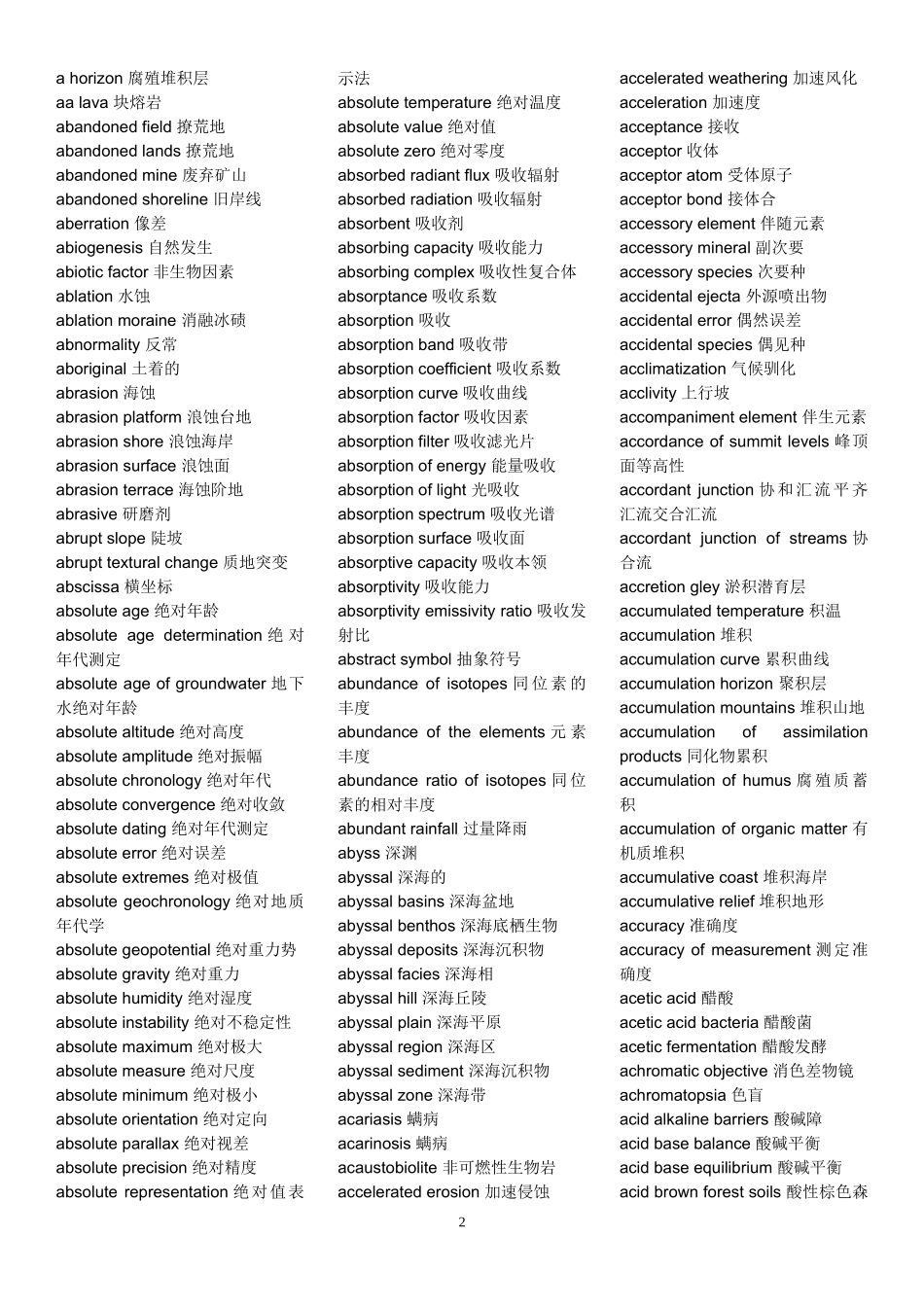 地理专业词汇英语翻译_第2页