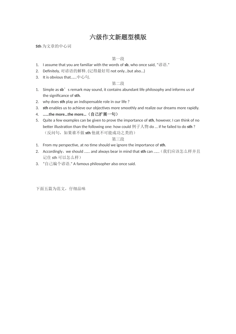大学英语六级作文新题型模版_第1页