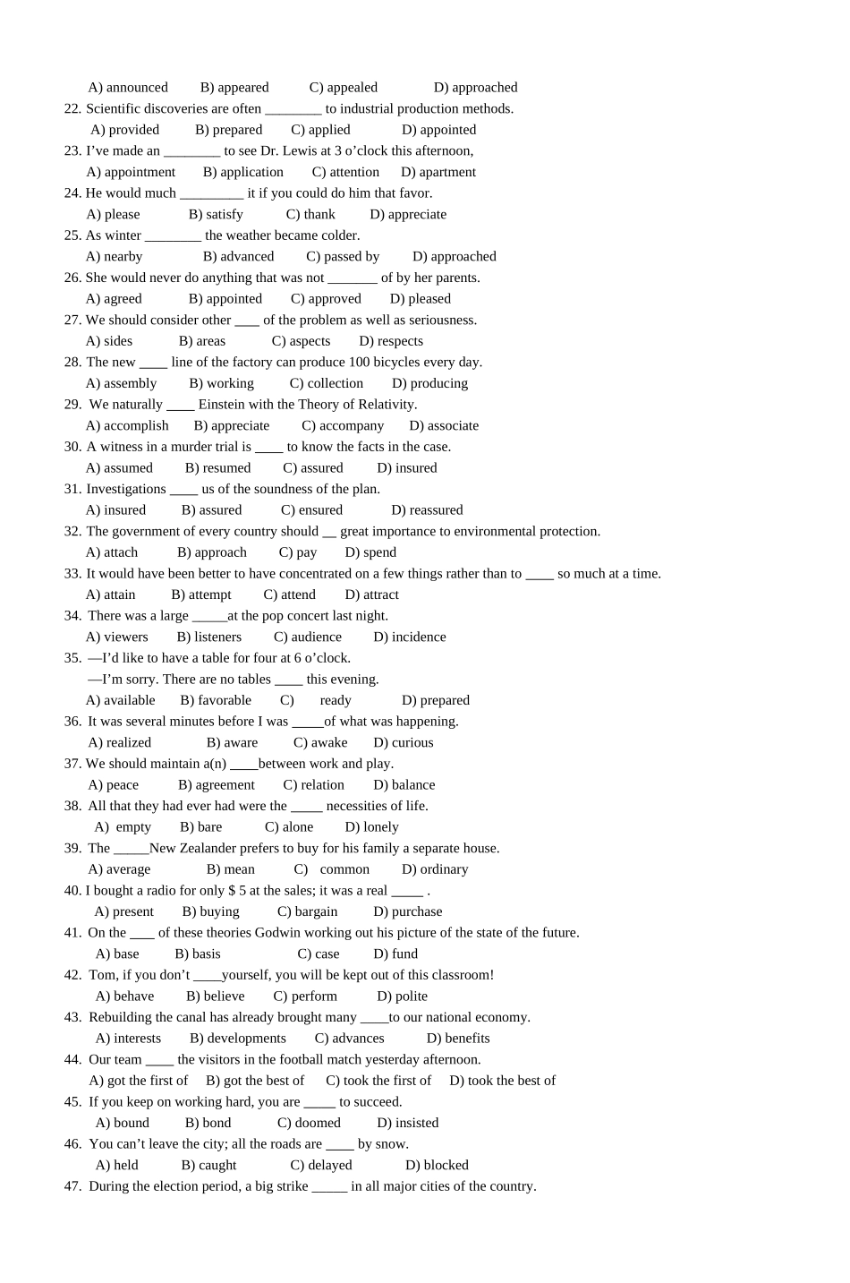 大学英语三级词汇专项练习_第2页