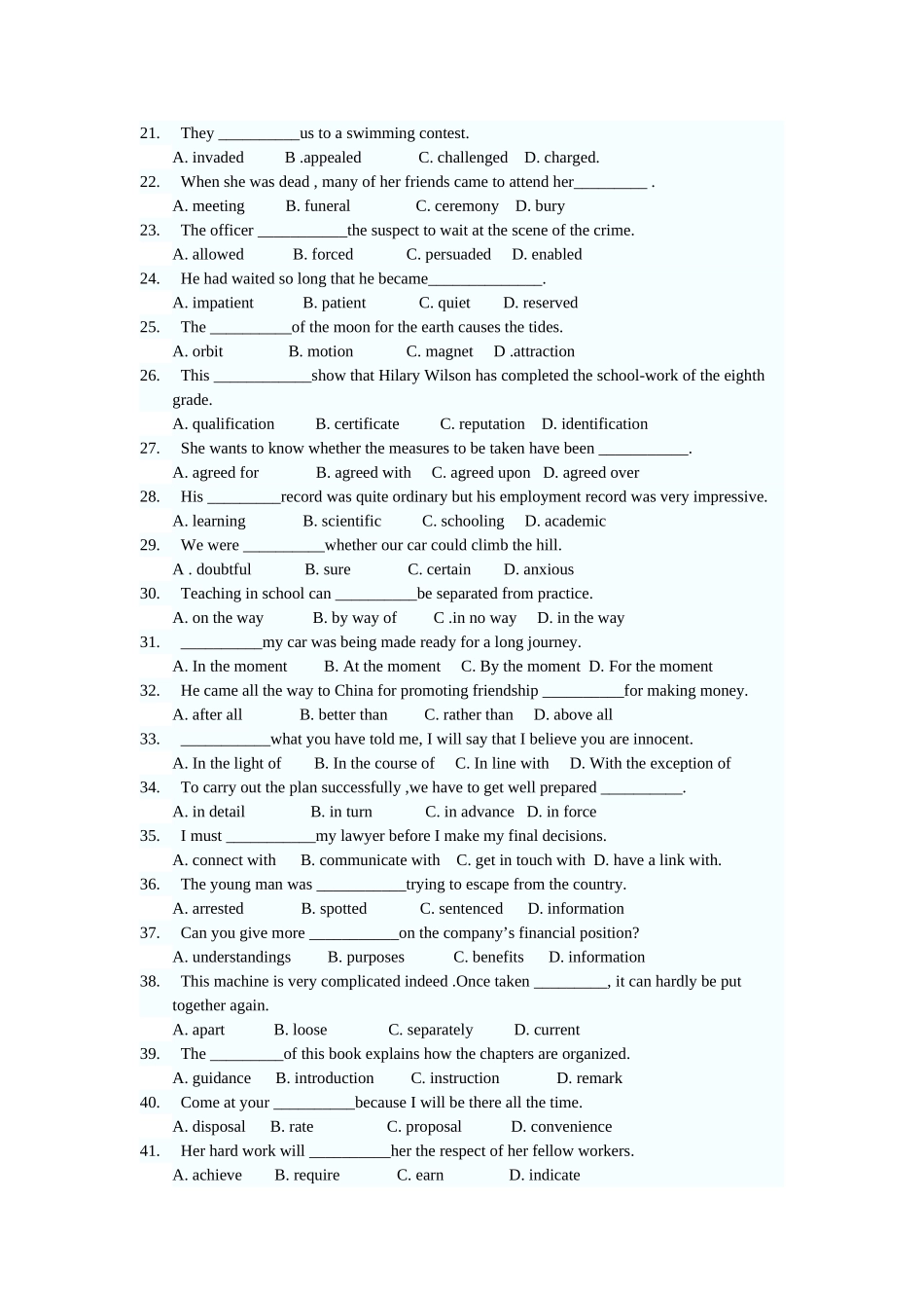 大学英语三级考试考前辅导练习一_第2页