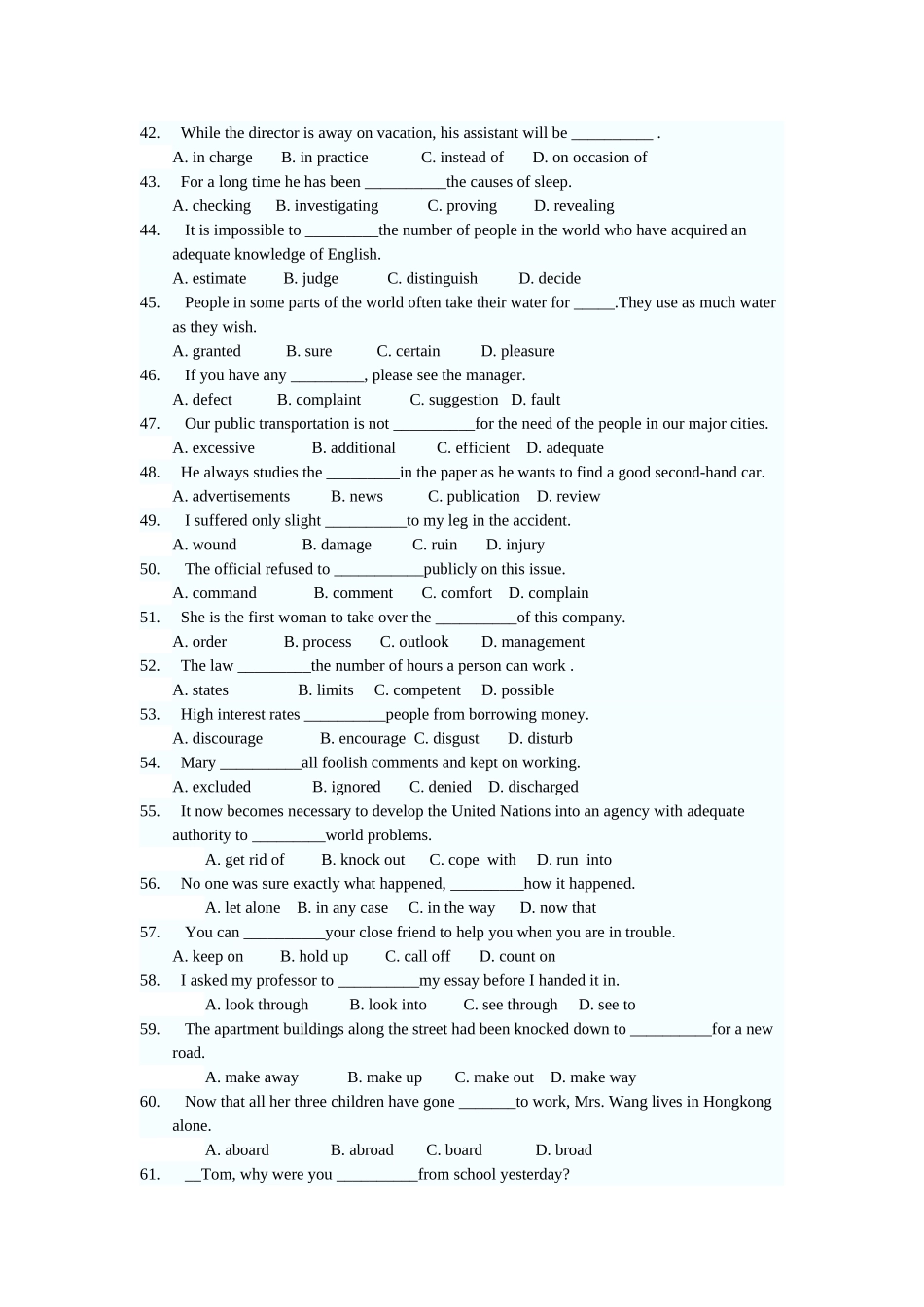 大学英语三级考试考前辅导练习一_第3页