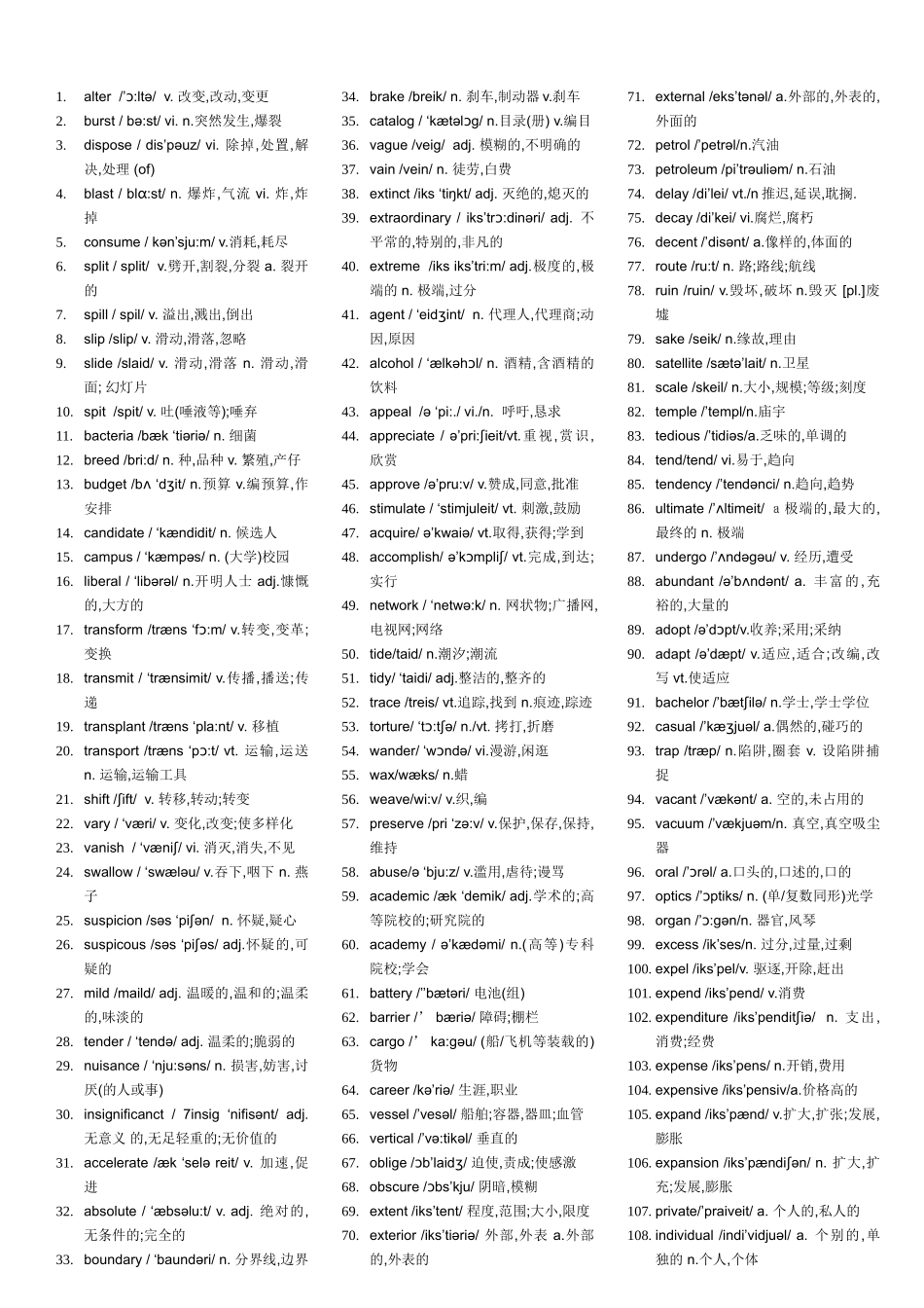 大学英语四级备考资料高频词汇(带音标)_第1页