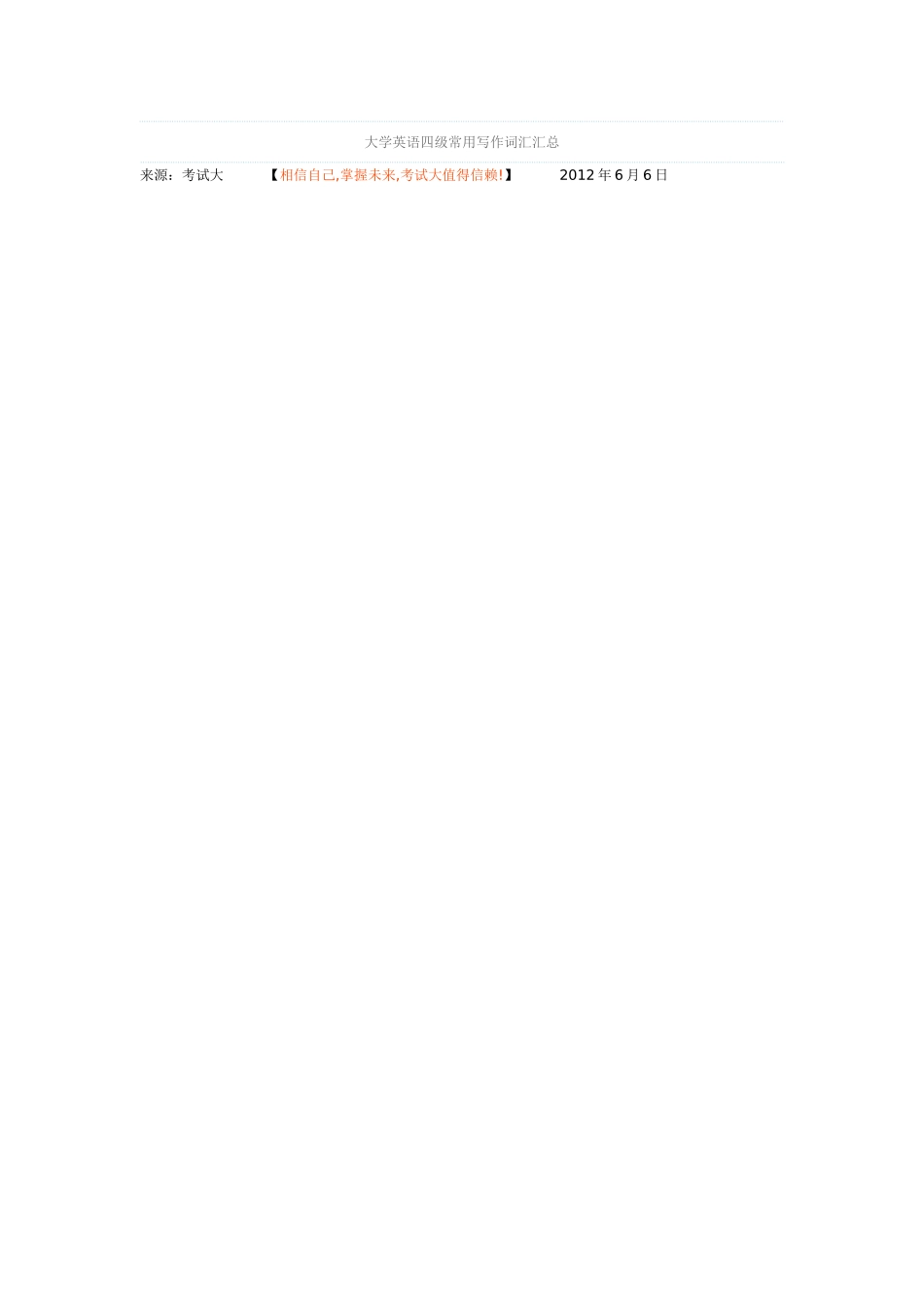 大学英语四级常用写作词汇汇总_第1页