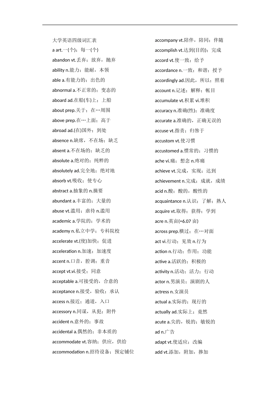 大学英语四级词汇表(同名13283)_第1页