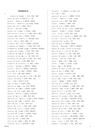 大学英语四级词汇表CET4(带音标版)