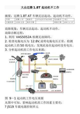 大众迈腾1.8T-起动机不工作