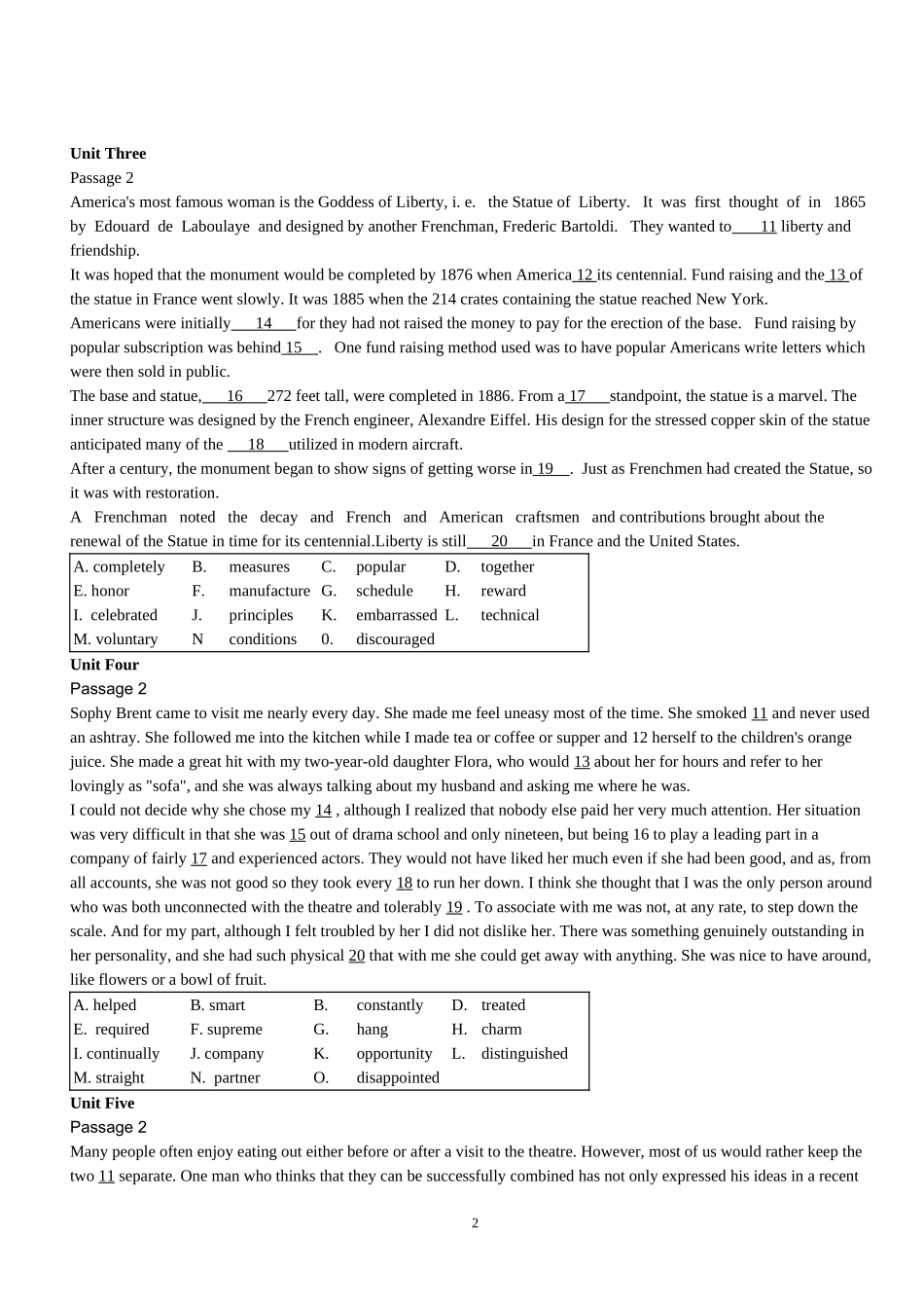 大学英语四级考试15选10专项训练_第2页
