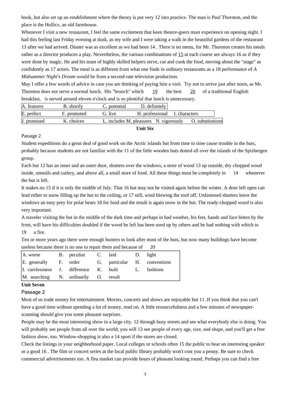 大学英语四级考试15选10专项训练_第3页