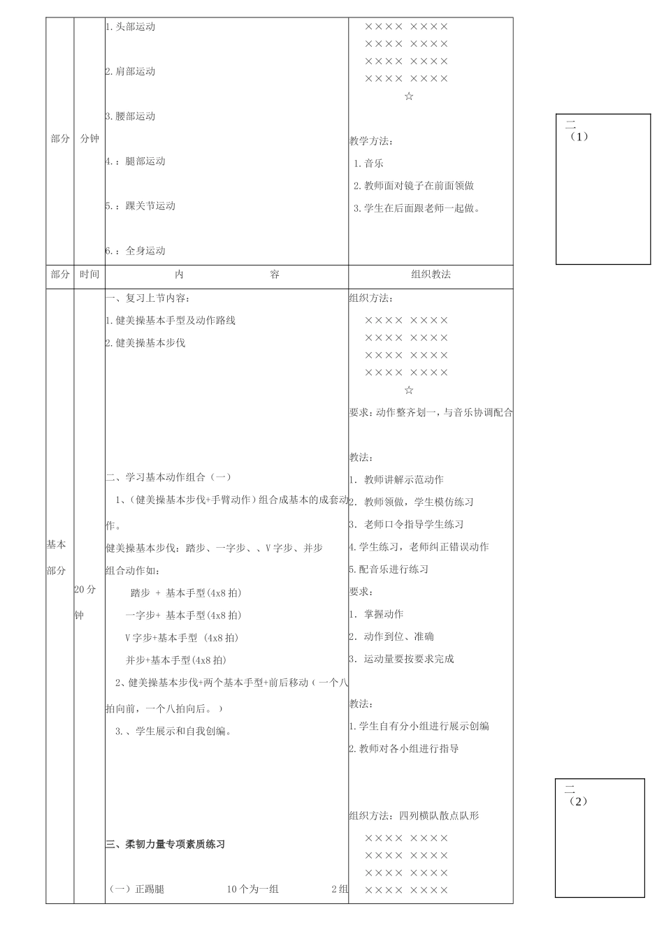 大众一级健美操教案_第3页