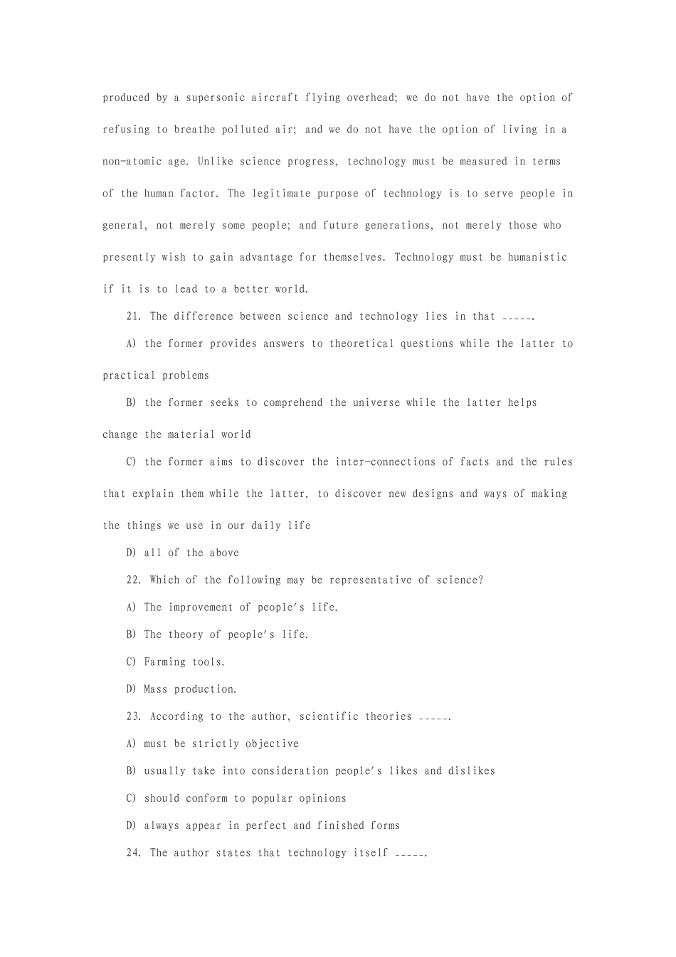 大学英语四级考试模拟试卷及参考答案(第一套)_第2页