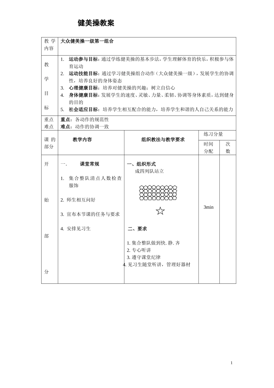 大众一级健美操教案全套_第1页
