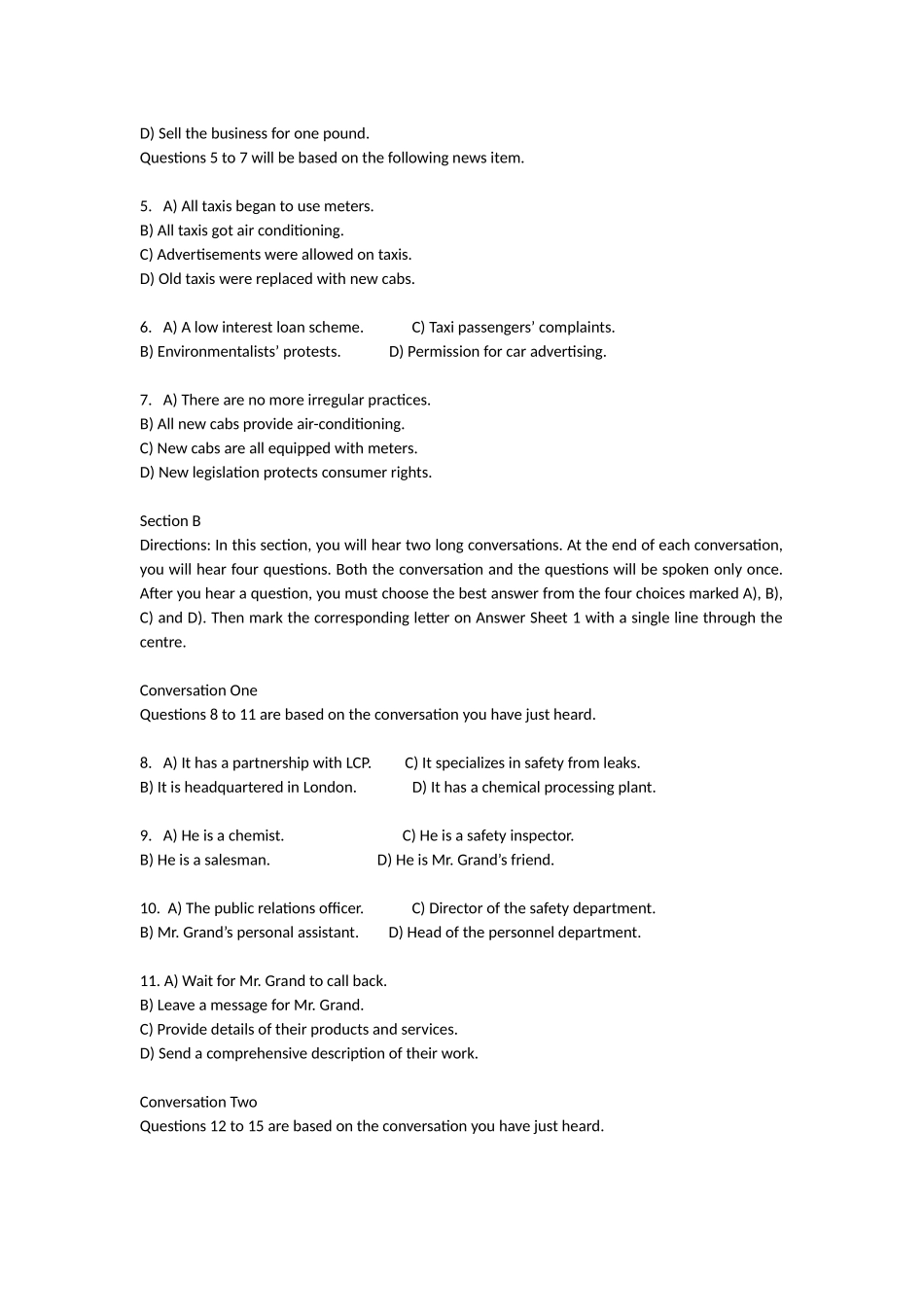 大学英语四级考试听力调整后样题及答案_第2页