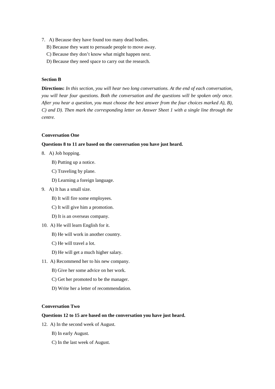 大学英语四级考试听力预测模拟卷_第2页