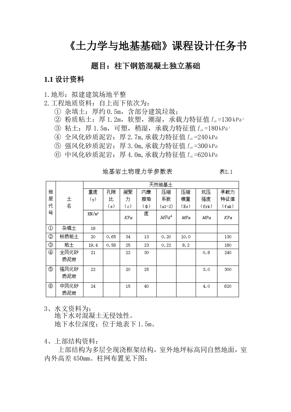 地基基础课程设计指导书+任务书(同名5083)_第1页