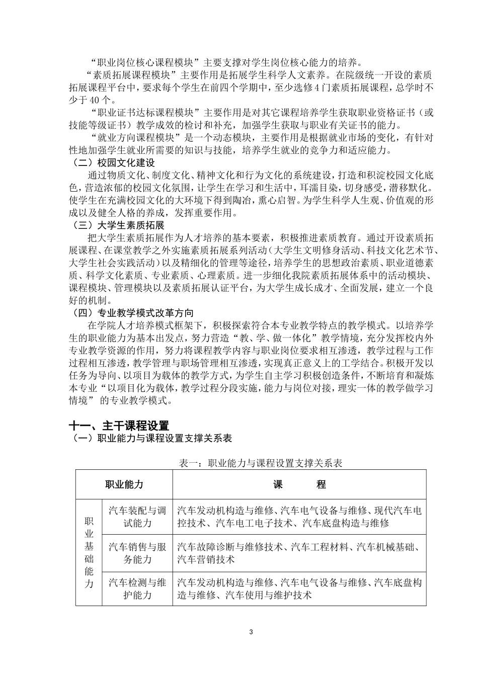 大专院校车辆工程专业人才培养计划_第3页