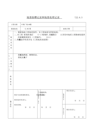 地基验槽记录