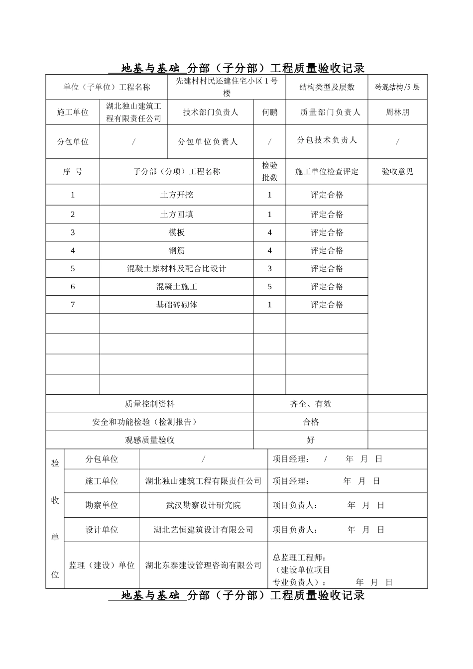 地基与基础分部工程验收记录表_第1页