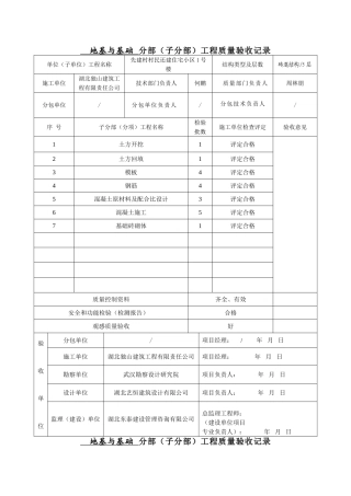 地基与基础分部工程验收记录表