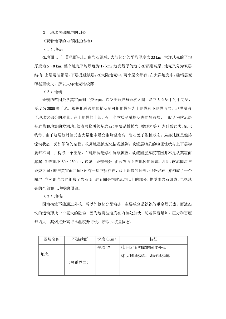 地理①必修1.4《地球的圈层结构》教案_第3页