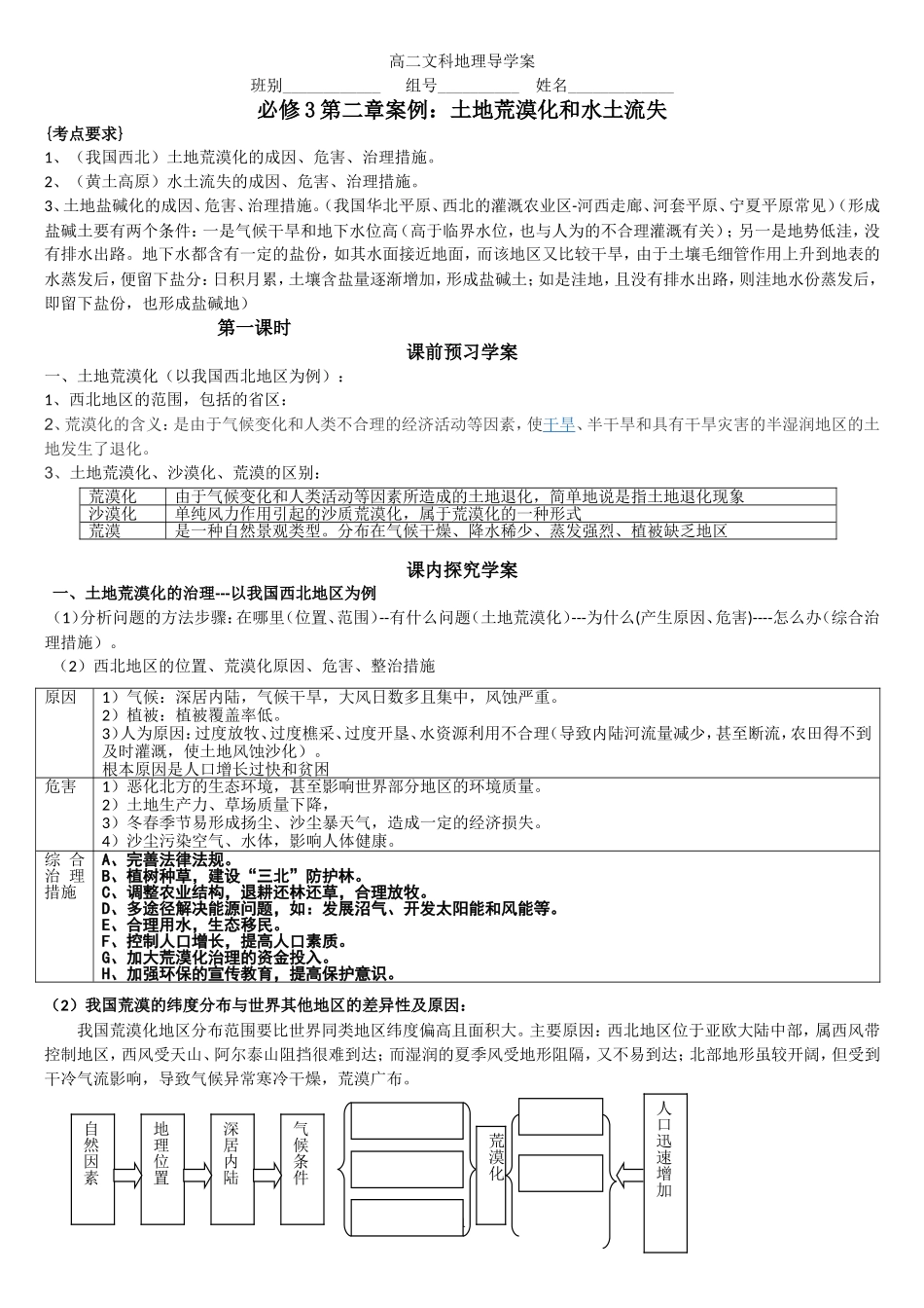 地理必修3案例：土地荒漠化和水土流失(教师用)_第1页