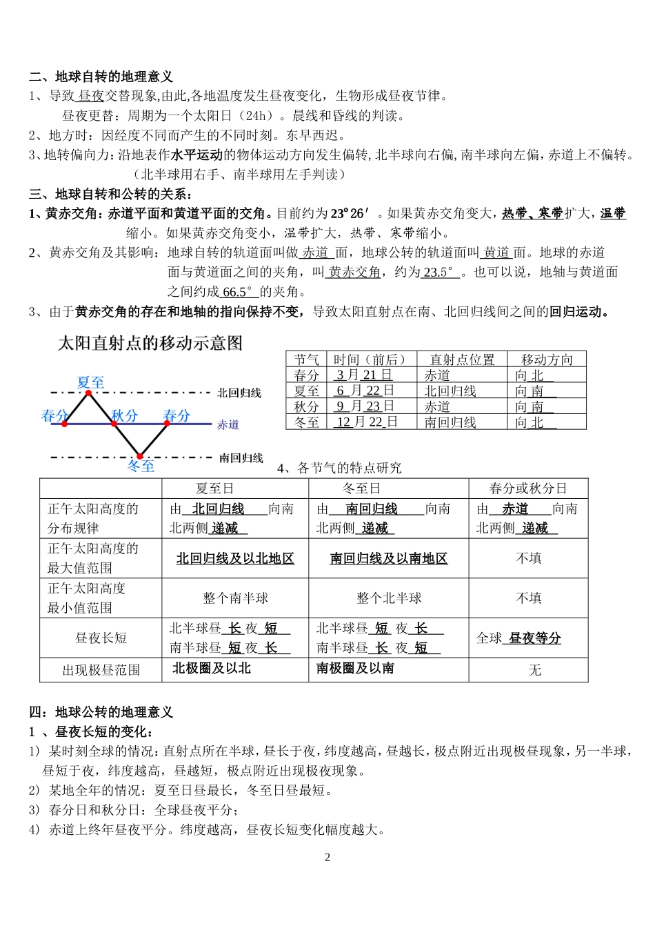 地理必修一期末复习提纲-最终版_第2页
