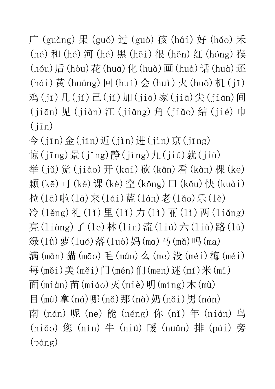 大字体拼音人教版1-6年级生字汇总_第2页