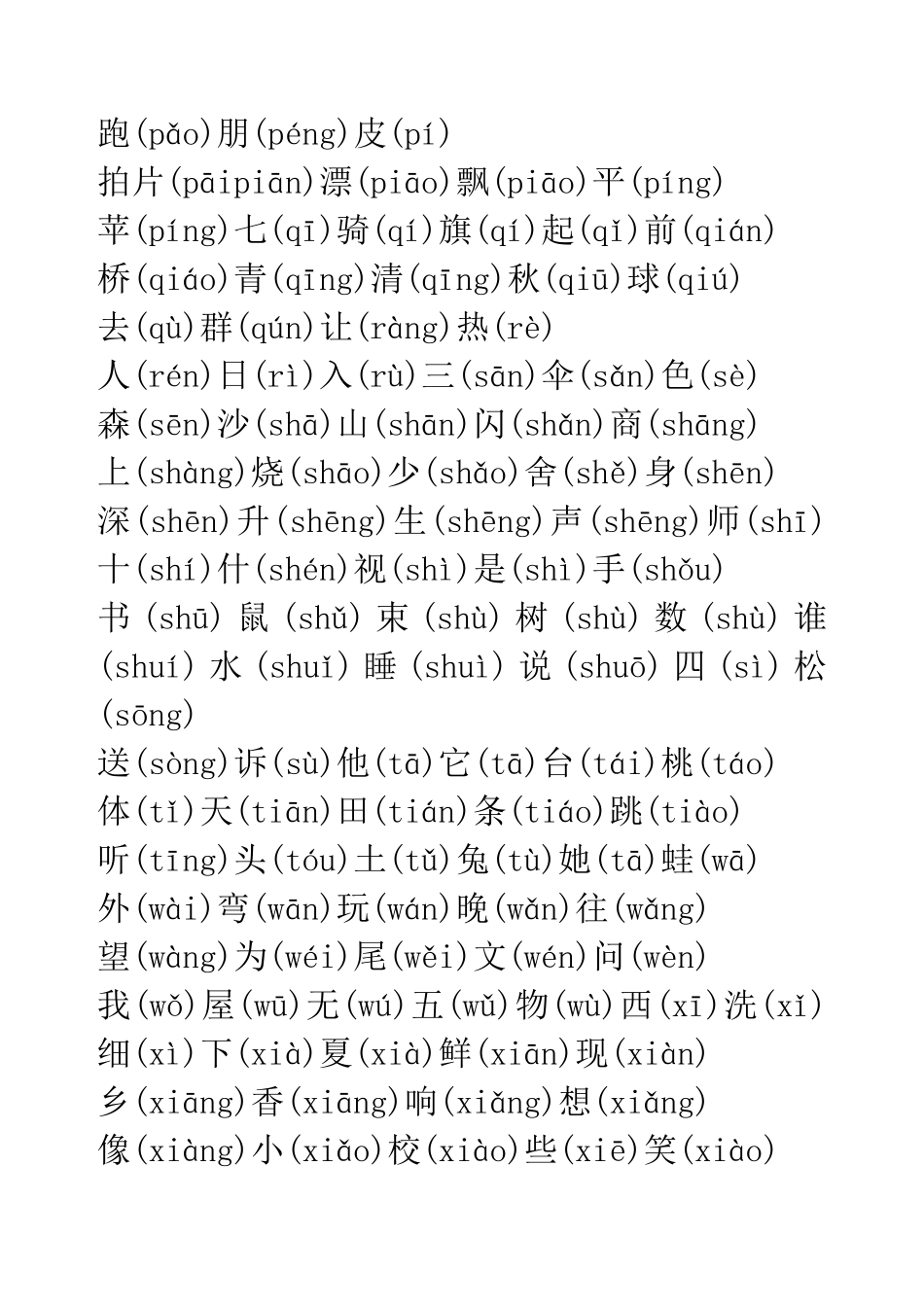大字体拼音人教版1-6年级生字汇总_第3页