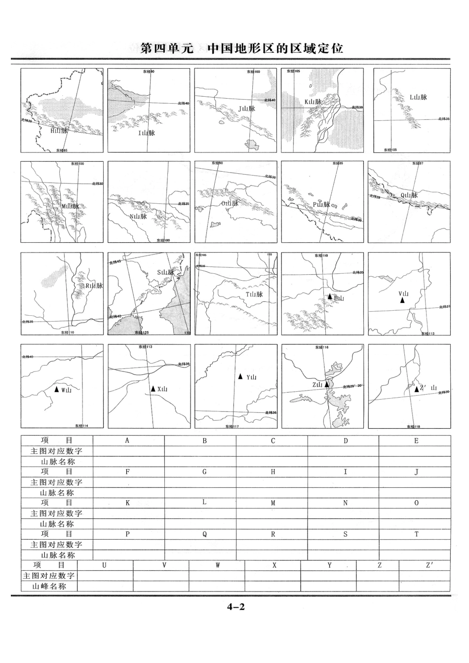 地理读图练习(04)--中国地形区的区域定位_第2页