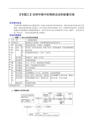 地理高考二轮专题辅导：自然环境中的物质运动和能量交换doc