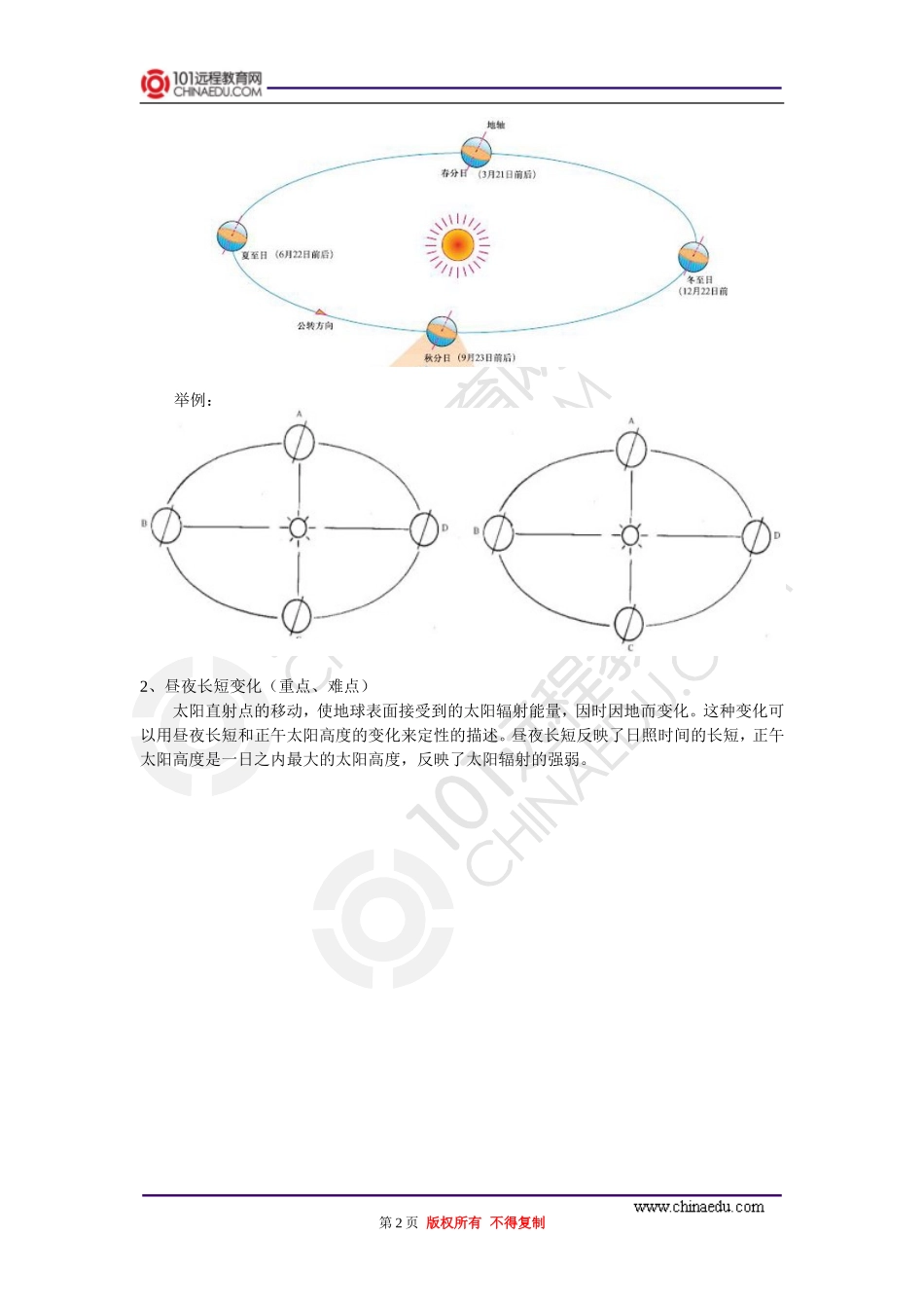 地球自转和公转的关系;地球的圈层结构_第2页