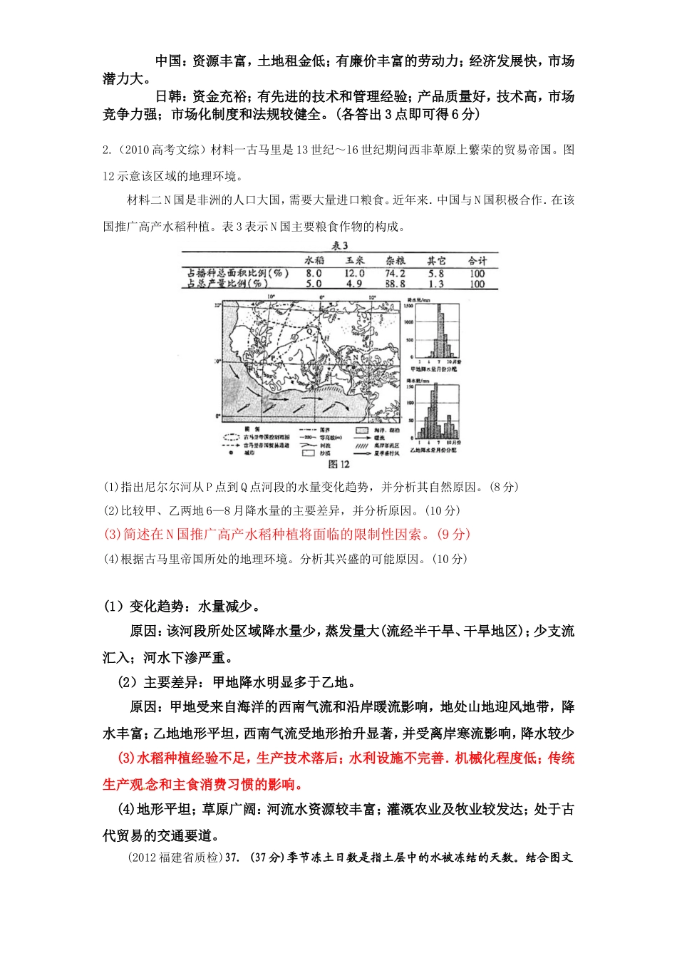 地理区位类历年高考试题_第2页