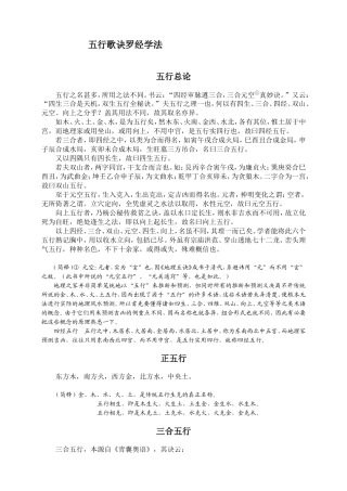 地理五行歌诀