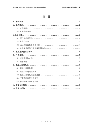 地下室渗漏处理专项施工方案