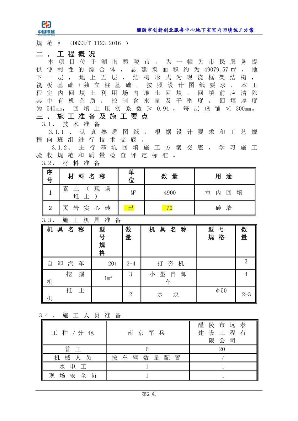 地下室室内回填施工方案_第2页