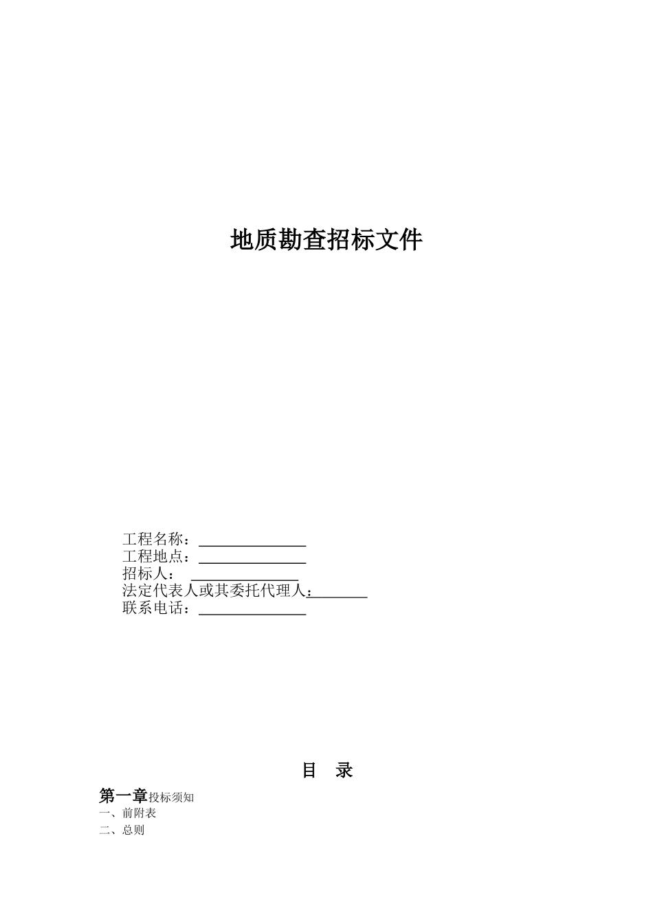 地质勘查招标文件(同名13224)_第1页