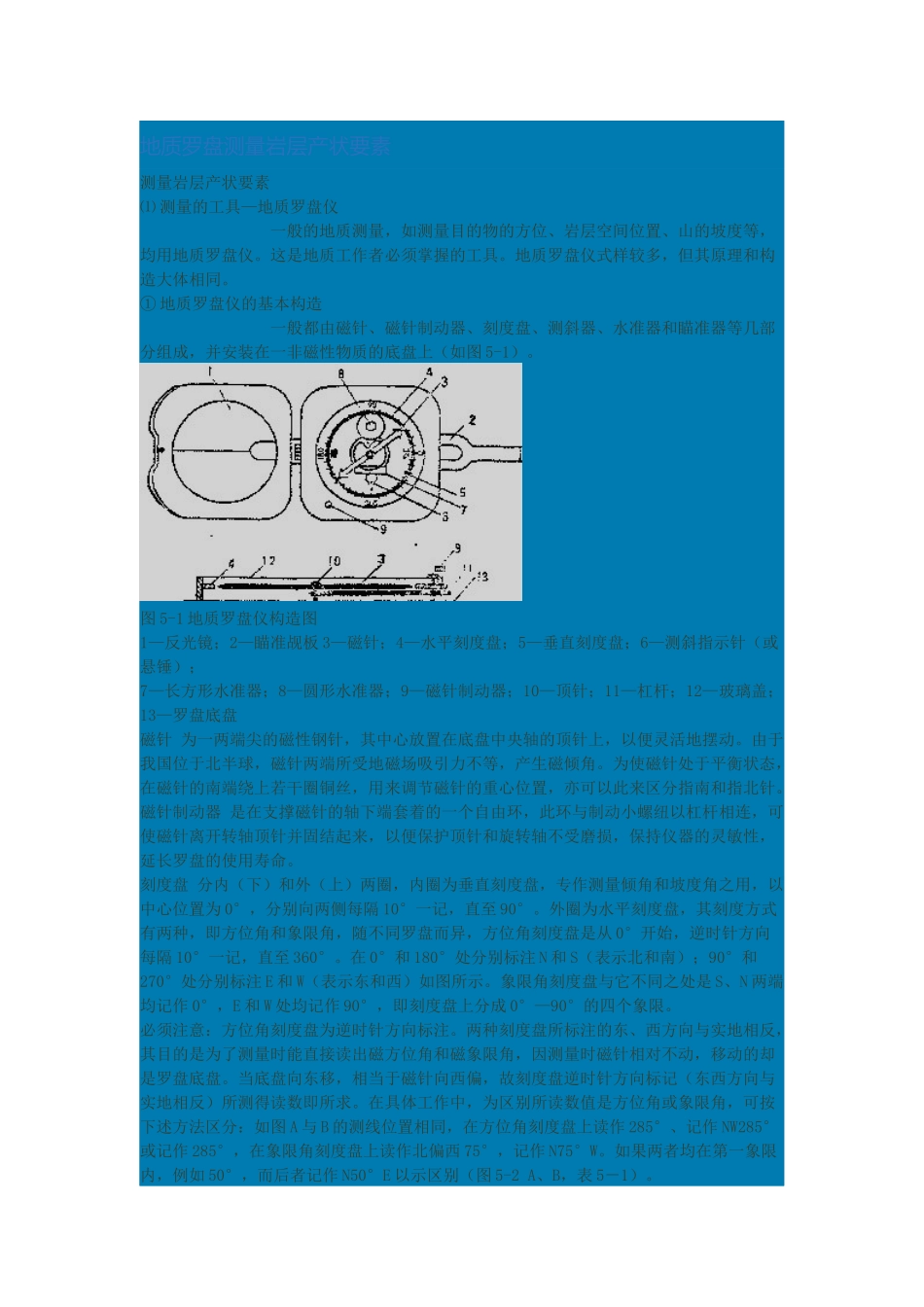 地质罗盘的使用方法及其读数_第1页