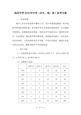 地苏中学2018年中考备考方案