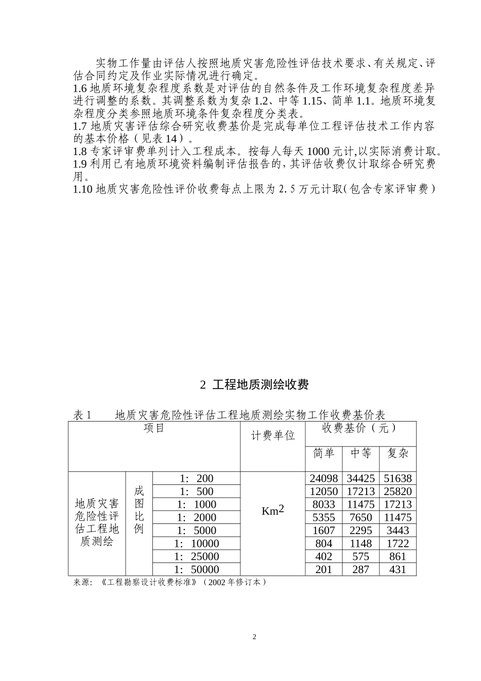 地质灾害危险性评估报价-收费标准及附件_第3页