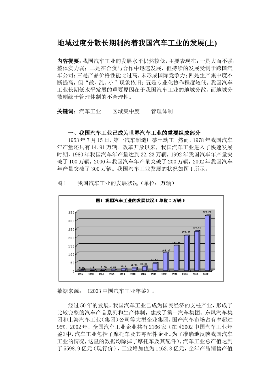 地域过度分散长期制约着我国汽车工业的发展(上)_第1页