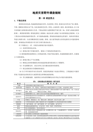 地质灾害野外调查细则