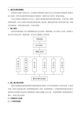 地铁站通风空调施工方案