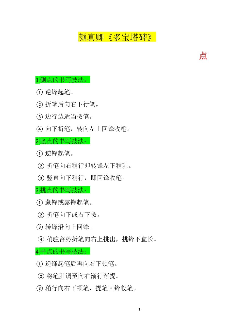 多宝塔碑-基本笔画书写技法_第1页