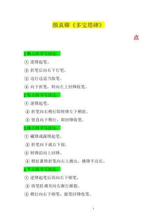 多宝塔碑-基本笔画书写技法