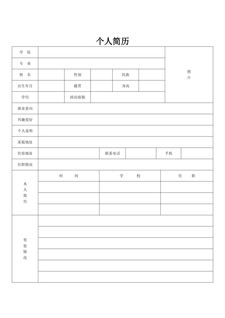多种标准的个人简历word表格_第1页