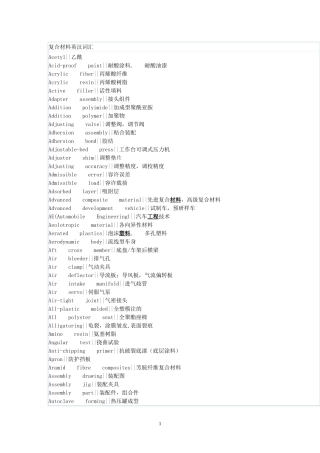 复合材料英汉词汇